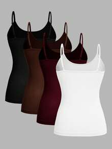 SHEIN EZwear 4件套休闲简约吊带背心，适合夏季穿着 - 彩色 - 查看 2