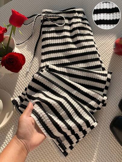 Comfortcana Women's Contrast Striped Drawstring Casual Straight Leg Pants, Versatile For Autumn/Winter