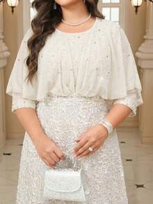 Reflora 大码女式仿珍珠装饰花卉提花优雅中长连衣裙 奢华晚礼服 婚礼礼服 夏季服装 夏季套装 春季服装 春季套装 夏季连衣裙 春季连衣裙 节日连衣裙 优雅连衣裙 优雅派对连衣裙 派对套装 婚礼宾客礼服 婚礼派对礼服 婚礼及活动 伴娘礼服 毕业礼服 母亲毕业套装 外出套装 舞会礼服 生日礼服 女士生日套装 女士假日套装 女士度假套装 假日套装 正式礼服 奢华女士长袍 奢华女士罩袍 象牙色大码连衣裙 白色优雅连衣裙 女士曲线奶油色连衣裙 大码 大码茶会连衣裙 女士连衣裙 优雅经典婚礼宾客套装 女士曲线优雅套装 女士连衣裙 正式服装 奢华女士连衣裙 - 杏色 - 查看 1