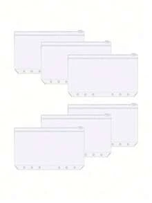 6pcs A5/A6/A7Transparent PVC Zipper Pouch, 6-Hole Refillable Bag For Planners & Binders, Clear PVC Zipper Envelope Organizer - multicolor - View 1