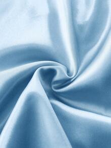 DelicateAllure Sexy Backless Lace Hollow-Out Patchwork Satin Slip Dress For Women - Baby Blue - View 6