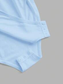 SHEIN EZwear 黑色和浅蓝色加大码女式两件套短袖连体衣 - 淺藍色 - 查看 6