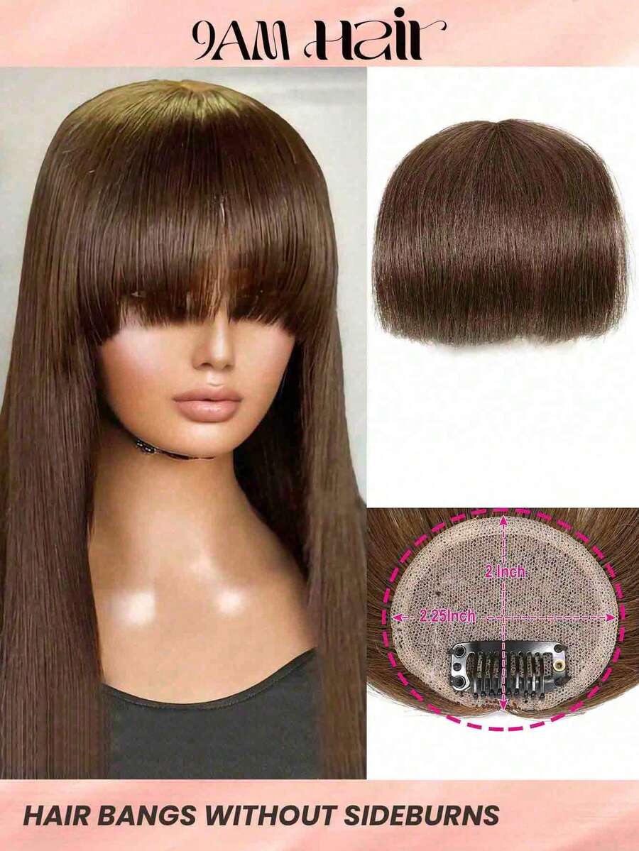 French Bangs Bigger Size Human Hair Air Bangs Dark Brown Color Bangs Clip In Hair Extensions Beginner Friendly - S2 - View 1