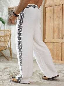 VENTUSAIL Men's Fashionable Casual Drawstring Waist Pockets Pants - White - View 2