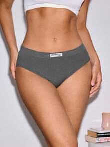 5pcs Ribbed Comfortable Casual Daily Wear Women's Panties - Multicolor - View 4