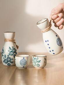 Cirelle Japanese Style Ceramic Sake Utensils – Traditional Tokkuri Bottle & Cup, Handcrafted Home Bar Decor, Perfect Gift For Sake Lovers - Multicolor - View 5