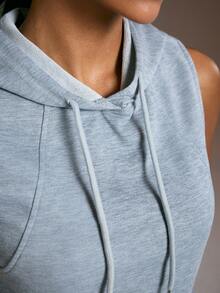 Powerista Women's Casual Drawstring Hooded Sleeveless Sweatshirt - Light Grey - View 6