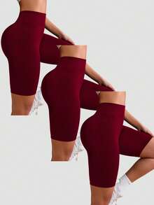 Velisys Velisys 3pcs/Set Seamless Athletic Shorts - Burgundy - View 2