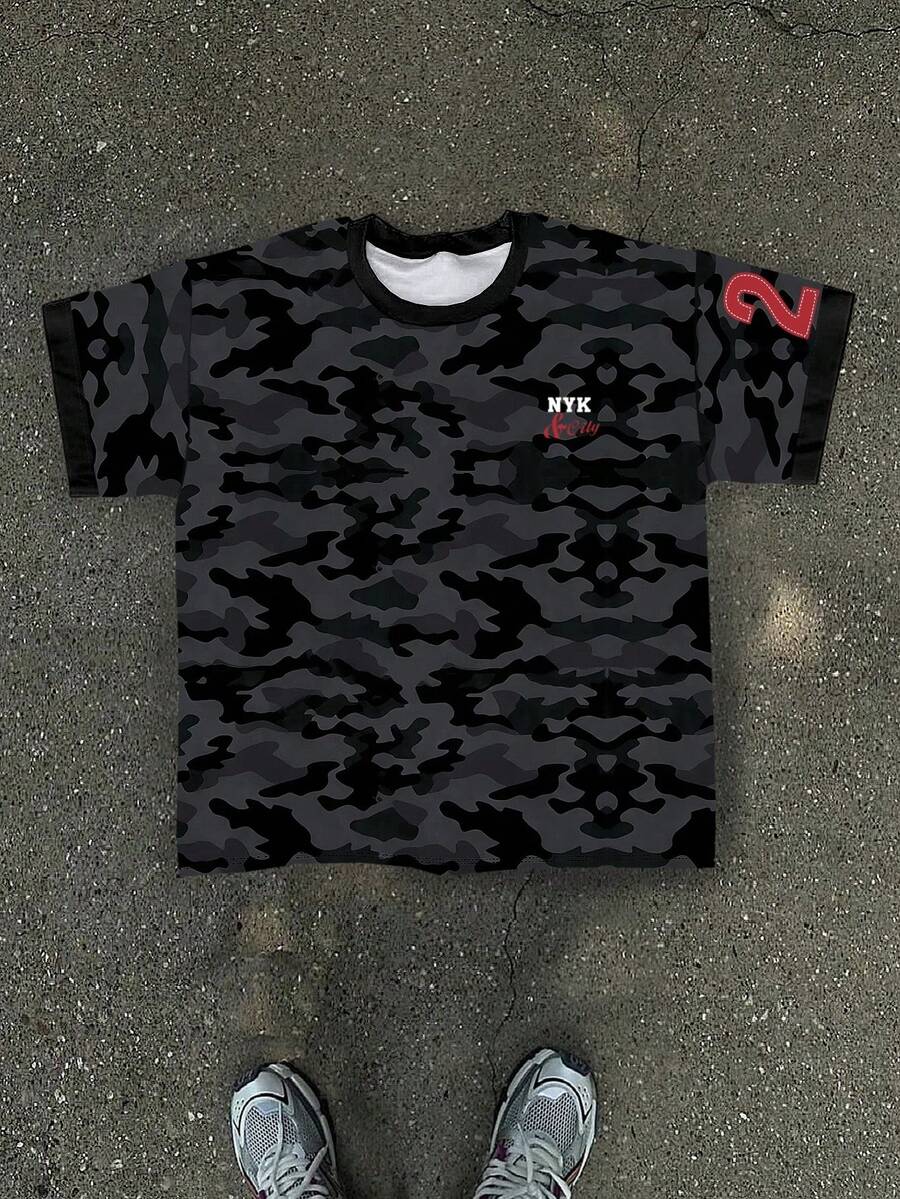 Manfinity EMRG Men's Street Camo 23 Number Print T-Shirt - Multicolor - View 1