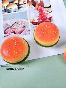 1PC Soft Hamburger Stress Ball Squishy Sensory Toy For Anxiety Relief Autism Calming Aid Squeeze Decompression Toy For Adults Office Desk Fidget Gadget Birthday Gift Novelty - Multicolor - View 5