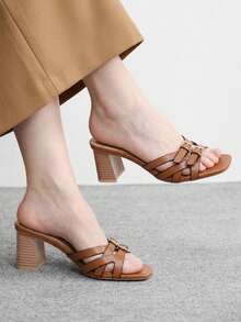 CUCCOO BIZCHIC Women's Buckle Design Fashion Daily Wear High Heel Sandals - Brown - View 1