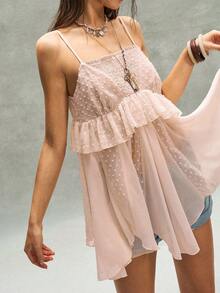 Bohemela 女士夏季度假海滩浪漫波西米亚西部音乐节褶皱提花拼接蕾丝边休闲宽松A字吊带背心，夏季上衣，女士夏季穿搭，自由休闲风格，时尚女装，海滩，夏季度假 - 杏色 - 查看 6