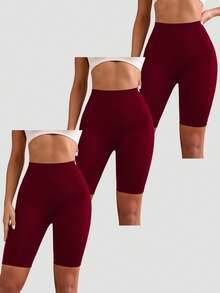 Velisys Velisys 3pcs/Set Seamless Athletic Shorts - Burgundy - View 3