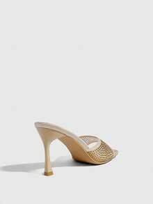 CUCCOO SZL Ladies Mesh Hot Diamond High Heel Sandals - Off-white - View 3