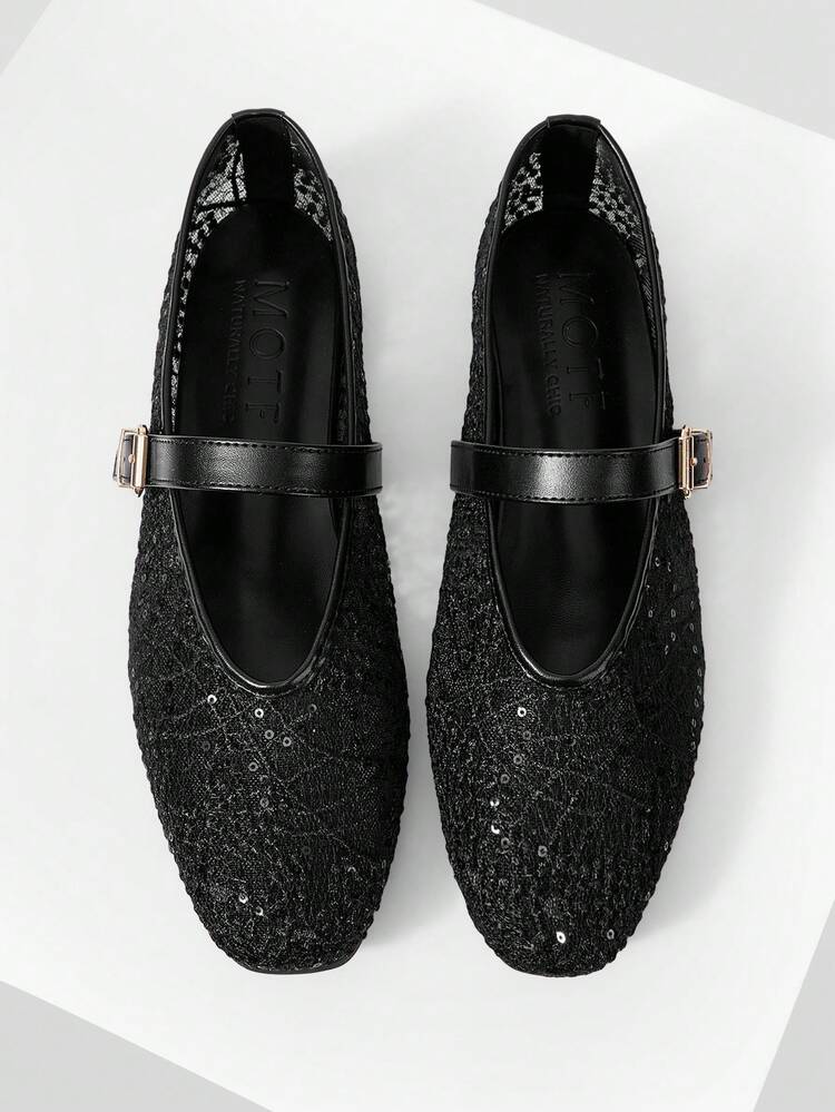 WOMEN'S COMFORTABLE VERSATILE SQUARE TOE MARY JANE FLATS, SUITABLE FOR COMMUTING & CASUAL WEAR