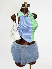 Mistrie Spring And Summer Back Tie Bow-Knot Casual Design Sense Shirt - Multicolor - View 4