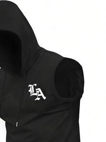 Chillumni Débardeur décontracté à capuche et cordon de serrage pour hommes, été - Noir - Voir 5