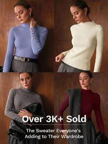 MOTF PREMIUM MINIMALIST METAL BUCKLE DECOR BASE LAYER SWEATER - Teal Blue - View 8