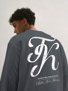 TOKVUE 男士舒适印花短袖T恤 - 灰色 - 查看 5