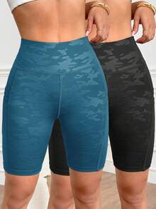 Velisys Bộ 2 quần short thể thao yoga in họa tiết rằn ri, nhiều túi. - Nhiều màu - Xem 4