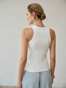 MOTF PREMIUM Áo tank top ngắn tay không tay ôm sát dành cho nữ - trắng - Xem 3