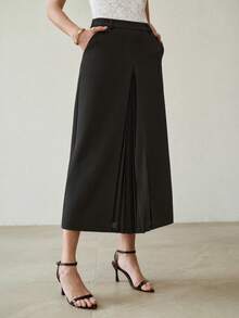 MOTF PREMIUM 女士褶裥拼接裙 - 黑色 - 查看 5