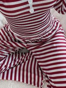 Dream Adore 女士休闲红色条纹睡裤 - 紅白色 - 查看 6