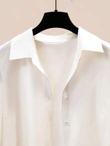 GlowEve Women's Solid Color Single-Breasted Shirt And Camisole Dress Casual 2 Pieces Set - Burgundy - View 3