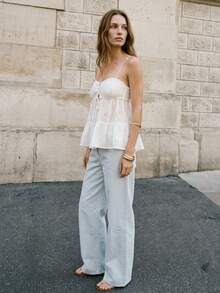 CielaLinda Women White Embroidered Cami Top - White - View 3