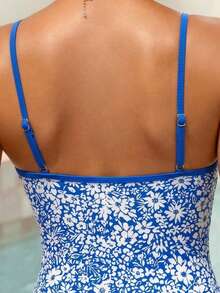 Swim Mod 女士印花露背连体泳衣，度假风 - 彩色 - 查看 4