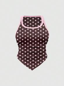 SHEIN ChicEase Bộ áo hai dây xếp ly cổ nhọn viền gân, nhiều màu - Nhiều màu - Xem 6