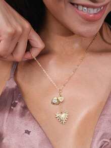 Glisma 女士吊坠项链，高级/复古/优雅/性感/怀旧，适合妈妈/女士/女孩/母亲，夏季/海滩/舞会/派对，18K镀金 - 金色 - 查看 1