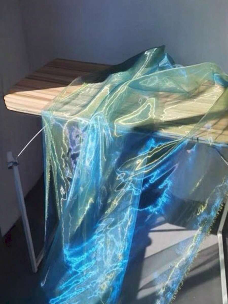 1pc High-Quality Iridescent Organza Fabric, Laser Gradient, See-Through, Perfect For Diy Designer Dance Costumes. - multicolor - View 1