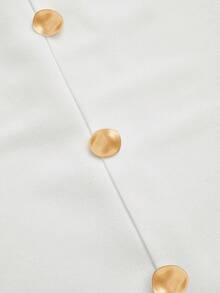 EMERY ROSE 女士时尚五袖开衩腰部纽扣优雅修身连衣裙，适合日常、度假、外出、派对、春夏穿着 - 白色 - 查看 5