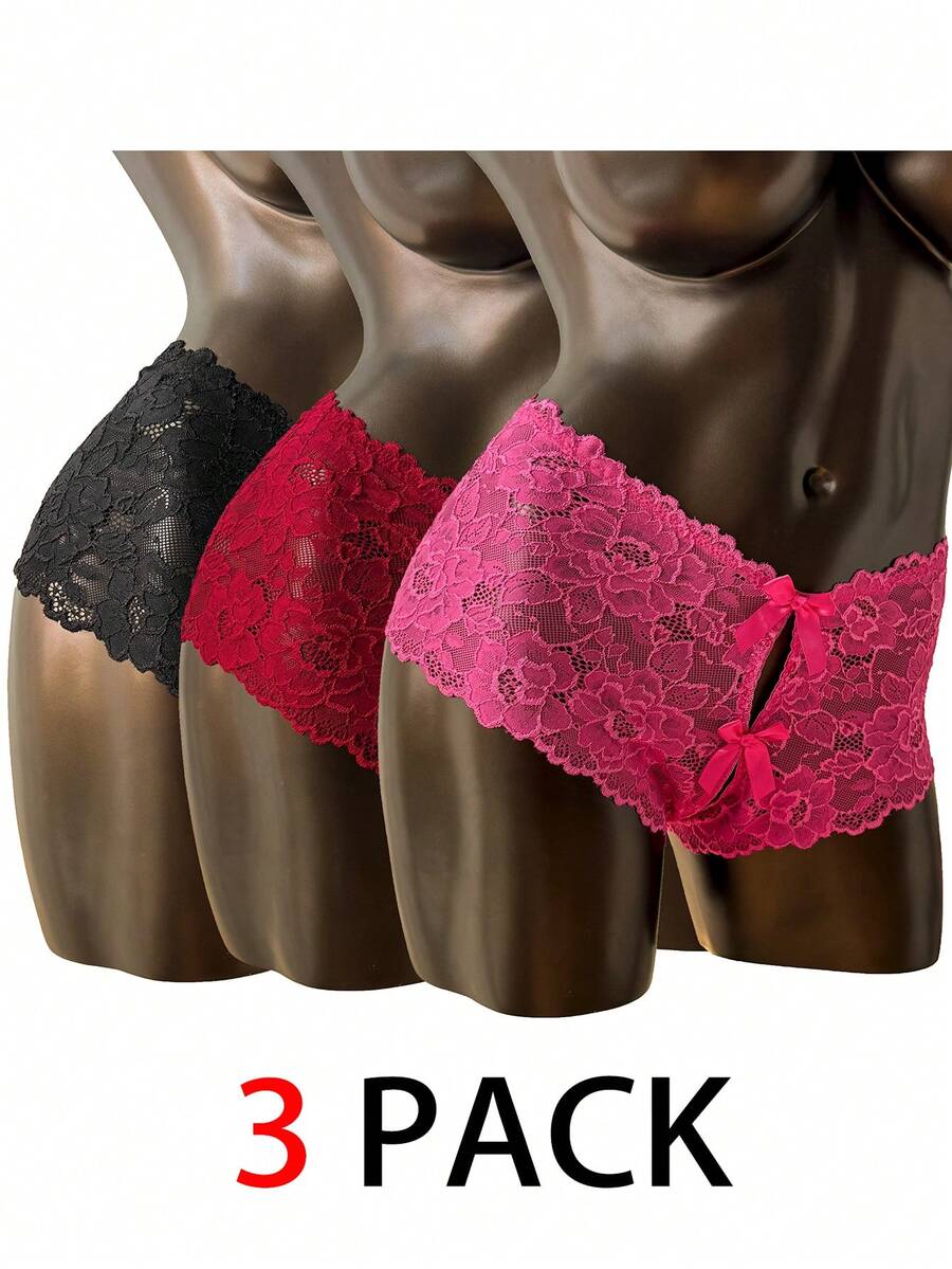 Auralis Hơn 3 gói Ren hoa Nơ mặt trước Không đũng Quần nữ - Nhiều màu - Xem 1