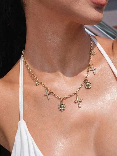 Glisma Dây chuyền mặt dây chuyền dành cho nữ, Cao cấp/Sang trọng/Đẳng cấp, Quyến rũ/Cổ điển, Dành cho mẹ/phụ nữ/cô gái/người mẹ, Mùa hè/Đi biển/Dạ hội/Tiệc tùng, Mạ vàng 18K