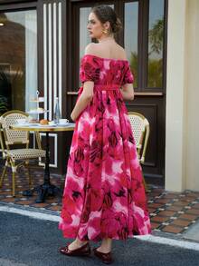 Momance Maternity Casual Floral Print One-Shoulder Dress - Multicolor - View 2