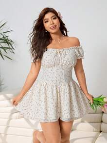 Solflare Bộ jumpsuit đa năng mới cho mùa Xuân/Hè, phù hợp cho các buổi đi chơi, mặc thường ngày, dự tiệc, lễ hội âm nhạc, đi làm, đi học, lễ tốt nghiệp, kỳ nghỉ, thời trang đường phố, mặc ở nhà, dạo phố, mua sắm, đi bộ trong thành phố, mặc được trong nhiều dịp, có thể mặc ngoài hoặc phối lớp, tay phồng, trễ vai, hở lưng, gấu quần xếp ly, quần short/quần dài, họa tiết hoa nhí trắng, dáng lửng, cỡ lớn. - Nhiều màu - Xem 4