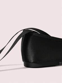 CUCCOO DOLLMOD Retro Strap-On Ballet Flats, Black Satin, Sweet And Cute Versatile - Black - View 4