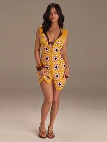 Athîral Đầm mini dệt kim đen trắng không tay, hở vai, phong cách thường ngày dành cho nữ, thích hợp cho kỳ nghỉ. - Nhiều màu - Xem 7