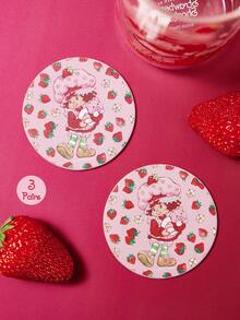 Strawberry Shortcake X SHEIN 2件組 PU皮革汽車杯架墊，防震通用款，時尚可愛甜美鄉村風草莓杯墊，適用於汽車杯架、車內及居家辦公室 - A - 查看 7