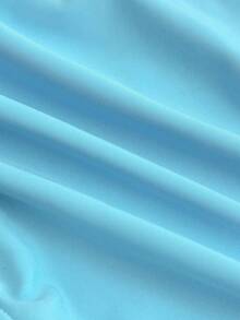 SHEIN Bộ bikini dây mảnh buộc cổ màu xanh trơn in họa tiết dành cho bé gái tuổi teen, đồ đi biển mùa hè, bộ bikini buộc cổ, đồ bơi đi biển mùa hè - Màu xanh lam - Xem 8