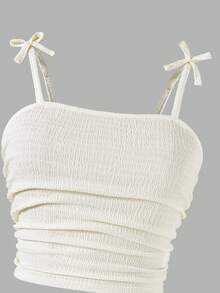 Sparklyn 两件套青少年春夏度假新款蓝色褶皱吊带背心和蓝色印花迷你裙套装 - 彩色 - 查看 5