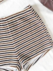 SHEIN Bộ đồ hai mảnh cho bé gái tuổi teen gồm áo hai dây và quần short siêu ngắn, màu hồng, chất liệu mềm mại, thích hợp cho kỳ nghỉ hè, ở nhà và các dịp thiếu niên. - màu đen - Xem 3