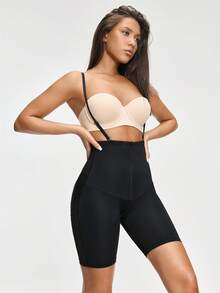 SHAPORA Women's High Waist High Elasticity Slimming Pants With Front Zipper - Black - View 5