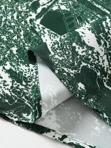 GlowEve 女士印花A字裙，优雅百搭，适合度假、日常穿着和通勤 - 墨綠色 - 查看 6