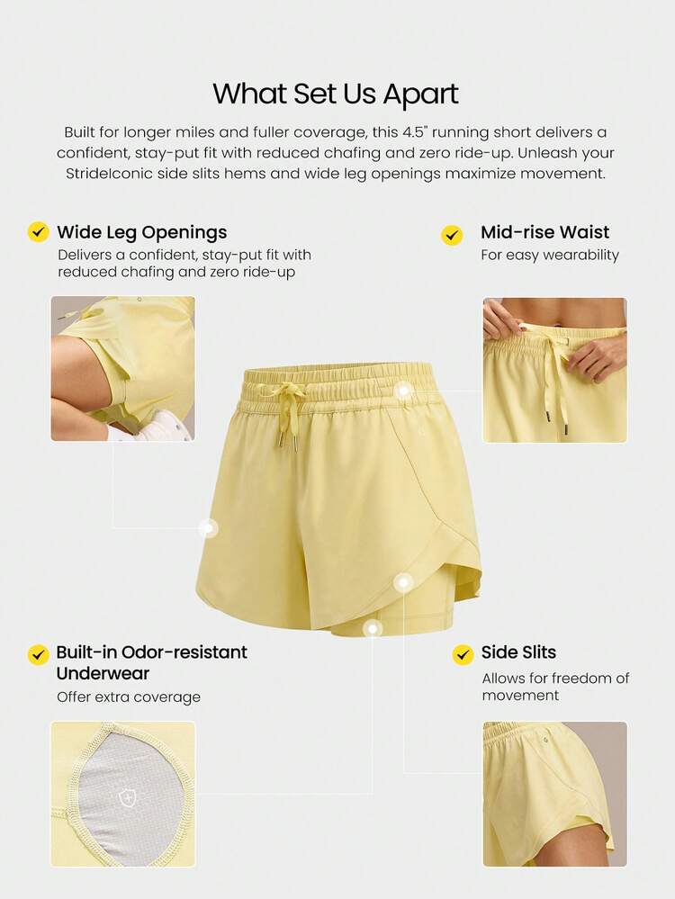 4.5" VitalSwift Fast Moves Lightweight Quick-Dry Stretchy Odor Control Side-Split Hem Zipper Pocket Shorts Training Tennis Running Workout Gym Wear