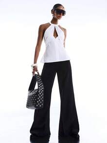 LYSMO 2026 New Arrive Minimalism Spring/Summer Women's Sexy Hollow-Out Backless Halter Top, Summer - White - View 7