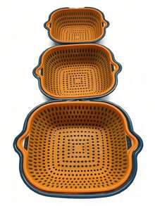 6/2 Pieces, Colander, Double Drain Basket, Plastic Colander Basket, Reusable Washing Basket, Kitchen Household Colander, Fruit And Vegetable Washing Basket, Kitchen Supplies, Kitchen Gadgets, Kitchen Accessories - Multicolor - View 3