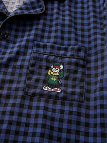 Setelan Piyama Celana Pendek Lengan Pendek Motif Wajah Tersenyum Kartun Gaya Grafiti, Pakaian Rumahan Kasual Terinspirasi Streetwear untuk Remaja Laki-laki - Navy Blue - View 8